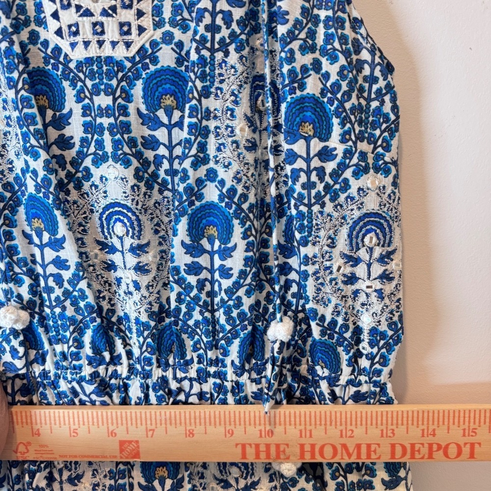 Anthropologie Ranna Gill Romper Blue Festival Girly Preppy Coquette Medium NWT - Picture 12 of 13